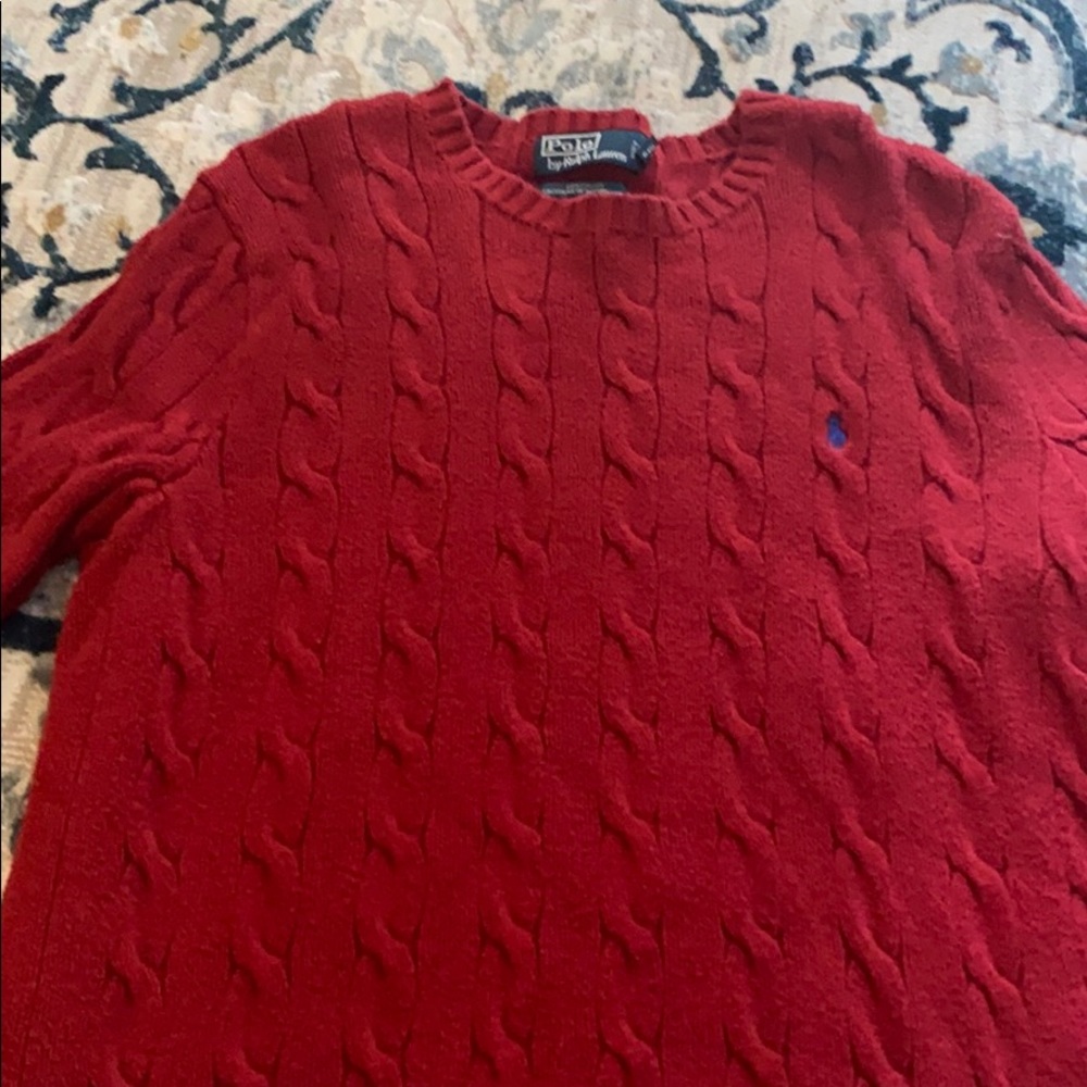 Red men’s polo sweater